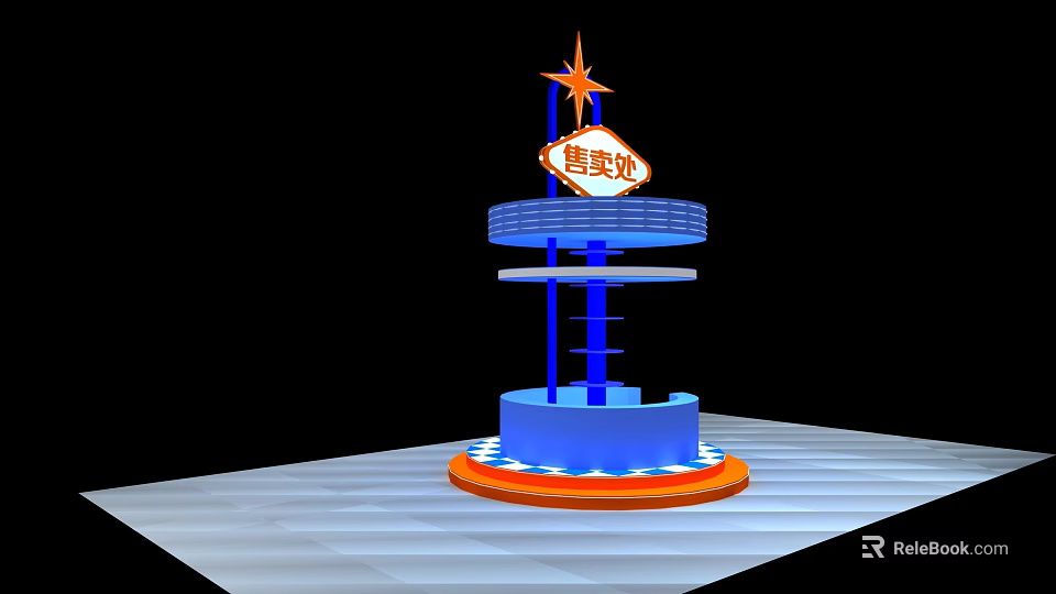 Commercial Sales Equipment Multi Layer Blue Orange Display Stand Structure 3d model