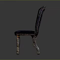 Luxurious Tufted Chair With Deep Blue Upholstery And Ornate Carved Wooden Legs