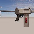 Black Tactical Submachine Gun With Red Magazine Muzzle Device And Ergonomic Grip 3d model