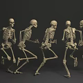 Multiple Human Skeletons Running In Dynamic Motion Sequence 3D Rendering 3d model
