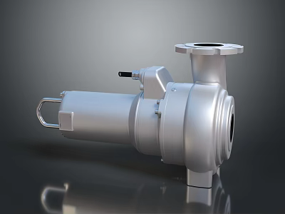 Stainless Steel Industrial Pump With Top Inlet Side Connection And Support Base 3d model