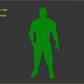 Bald Man With Muscular Build In Navy Blue T Shirt Pants Against Gray Background
