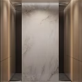 Elevator Interior Design With Marble Wall And Wooden Side Panels And Ceiling Lighting 3d model