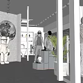 Modern Clothing Store With Moon Decor Silver Mannequins Display Racks And Plants