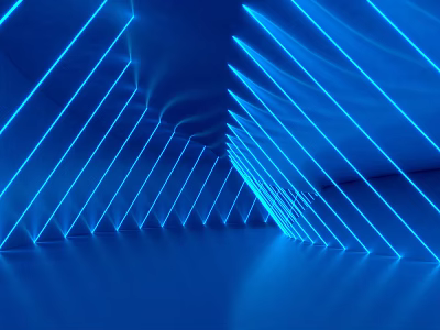 Cartoon Style Neon Light Tunnel With Blue Lines 3d model