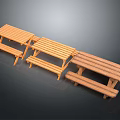 Wooden Outdoor Picnic Tables With Attached Bench Seats For Garden Use