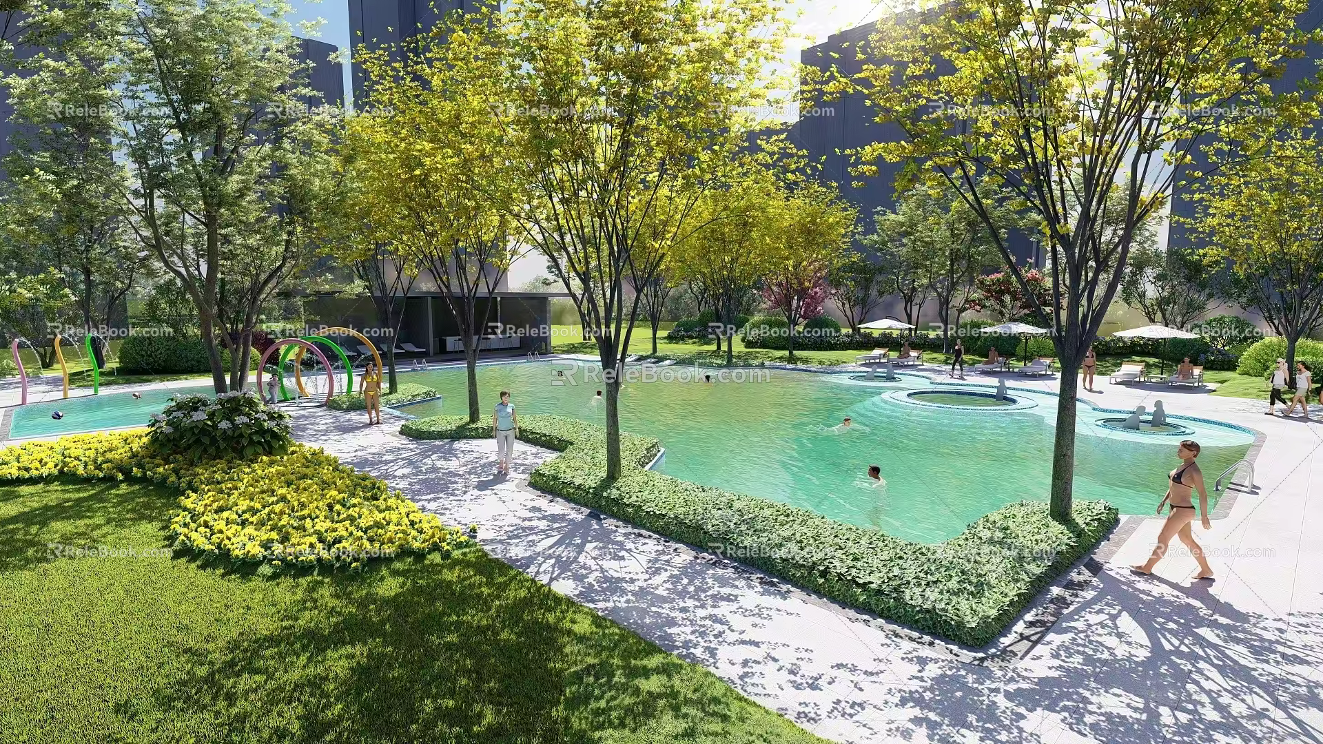 Swimming Pool View Modern Swimming Pool 3d model