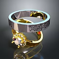 Decorative Gold And Silver Rings With Gemstone And Engraved Patterns