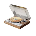 Vintage Turntable With Wooden Base Open Transparent Cover And Vinyl Record