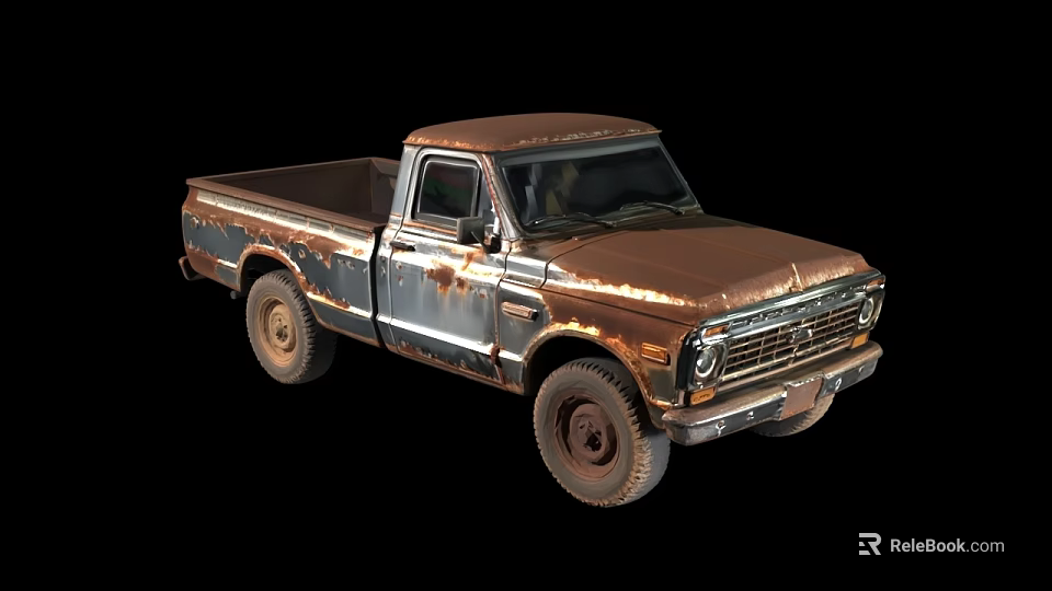 Vintage Rusty Old Pickup Truck With Classic Design And Weathered Exterior 3d model 