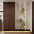 Duplex Living Room with Brown Bookshelves Books Decorations Table Chairs Ceiling Fan and Wooden Floor