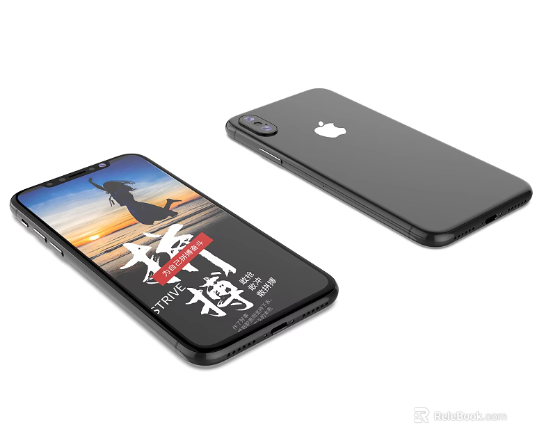 Black iPhone Front Screen Display With Inspirational Design Back Cover Apple Logo Camera Module 3d model 