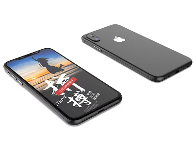 Black iPhone Front Screen Display With Inspirational Design Back Cover Apple Logo Camera Module 3d model