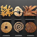 Wooden Decorative Ornament Set with Various Natural Wood Shapes for Home Decoration