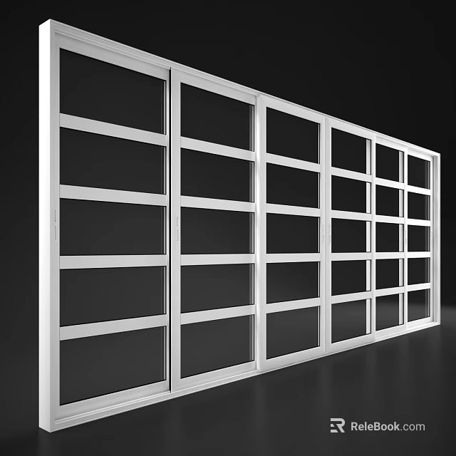 Modern Casement Windows Design With White Frames And Grid Pattern Glass Panels 3d model