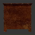 Red Wooden Desk With Drawer And Golden Pattern Cabinet For Home Use