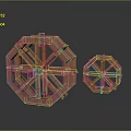 Red Wooden Structured Octagonal Wheels In Two Different Sizes Decorative Models
