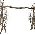 Natural Branch Arch Structure with Twisted Vines and Wooden Sticks for Garden Decoration