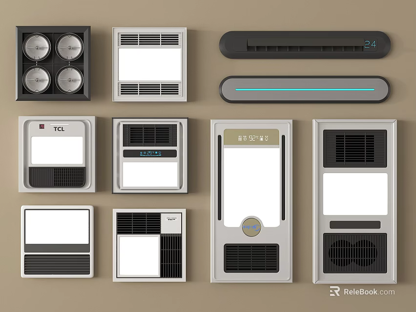 Various Electrical Control Panels For Ceiling Ventilation Lighting And Heating 3d model 