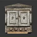 Vintage Entryway Console Cabinet with Double Doors Metal Handles Colorful Graffiti Wooden Base Industrial Style
