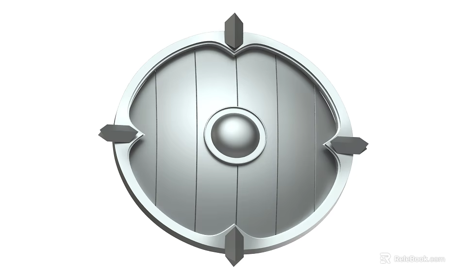 Round Medieval Metal Shield With Central Sphere And Spiked Decorations 3d model 