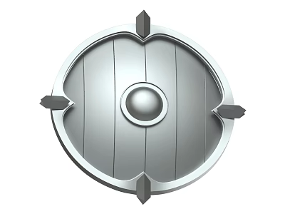 Round Medieval Metal Shield With Central Sphere And Spiked Decorations 3d model