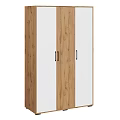 Modern Wooden Wardrobe Interior Design With White Panel And Black Handles 3d model