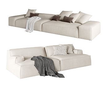 Modern double sofa multiplayer sofa 3d model