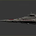 Imperial Star Destroyer Cosmic Spacecraft With Triangular Design And Red White Stripes 3d model