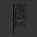 Vintage Black Cast Iron Stove with Cabinet Style Structure Open Firebox and Sturdy Legs