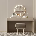 Modern Dressing Table Cream Dressing Table Makeup Table Makeup Stool Combination Dressing Mirror Decoration Ornaments 3d model
