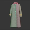 Long Gray Woolen Coat with Brown Buttons Classic Elegant Winter Outerwear 3d model