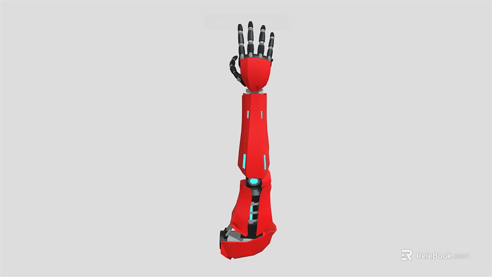 Red Robotic Arm Engineering Design With Detailed Mechanical Structure And Black Parts 3d model 