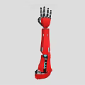 Red Robotic Arm Engineering Design With Detailed Mechanical Structure And Black Parts