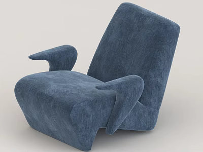 Modern Blue Accent Chair With Soft Fabric And Curved Armrests Unique Design 3d model