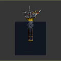 Offshore Oil Drilling Platform Structure With Drilling Rig Crane And Ocean Environment