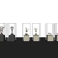 Modern Glass Display Cabinets with Pedestals for Decorative Art Pieces
