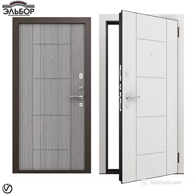 Modern Interior Doors Design With Gray White Colors Handle And Lock Details 3d model 