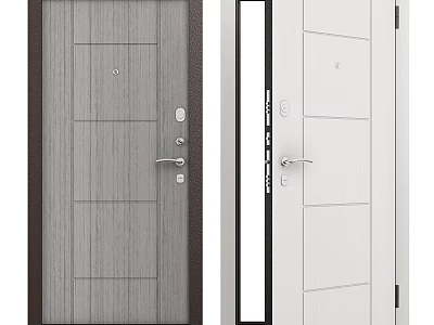 Modern Interior Doors Design With Gray White Colors Handle And Lock Details 3d model