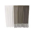 Elegant Brown And Beige Striped Checkered Curtains With Circular Top Ring Drapery