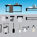 Essential Bathroom Hardware Tools Including Towel Racks Toilet Paper Holders And Trash Bins