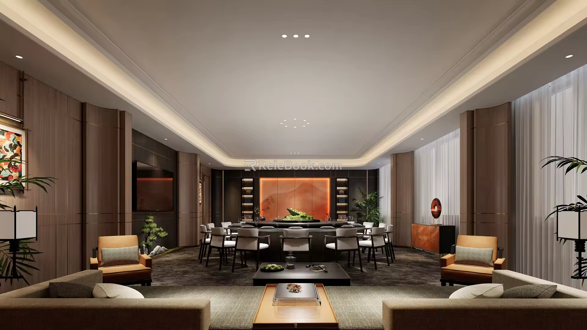 New Chinese-style large private room 3d model