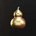 Golden Gourd Shaped Decorative Ornament Set With Metallic Finish For Home Decor