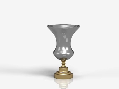 Elegant Silver Metal Vase With Gold Base And Shiny Curved Shape Design 3d model