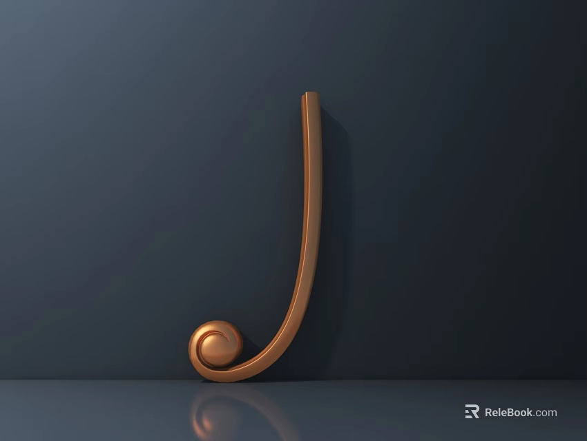 Copper Carved Decor With Curved Shape And Round Ball On Dark Background 3d model 