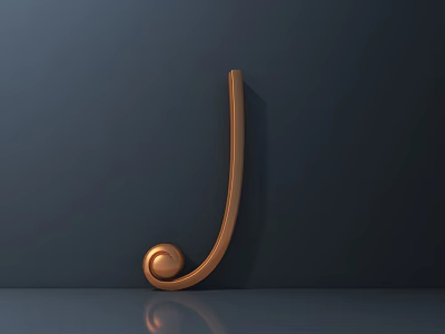 Copper Carved Decor With Curved Shape And Round Ball On Dark Background 3d model