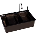 Black Stainless Steel Double Bowl Kitchen Sink With Faucet And Drainer