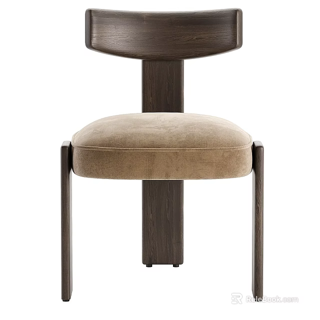 Modern Leisure Chair With Wooden Frame And Beige Upholstered Seat 3d model 