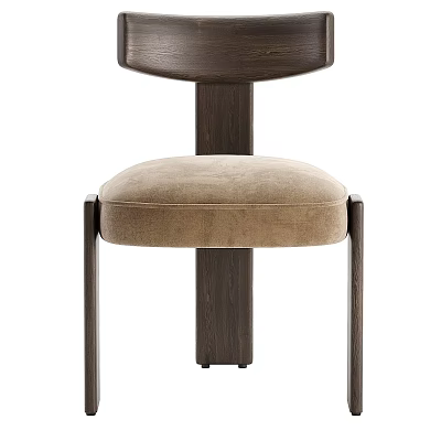 Modern Leisure Chair With Wooden Frame And Beige Upholstered Seat 3d model