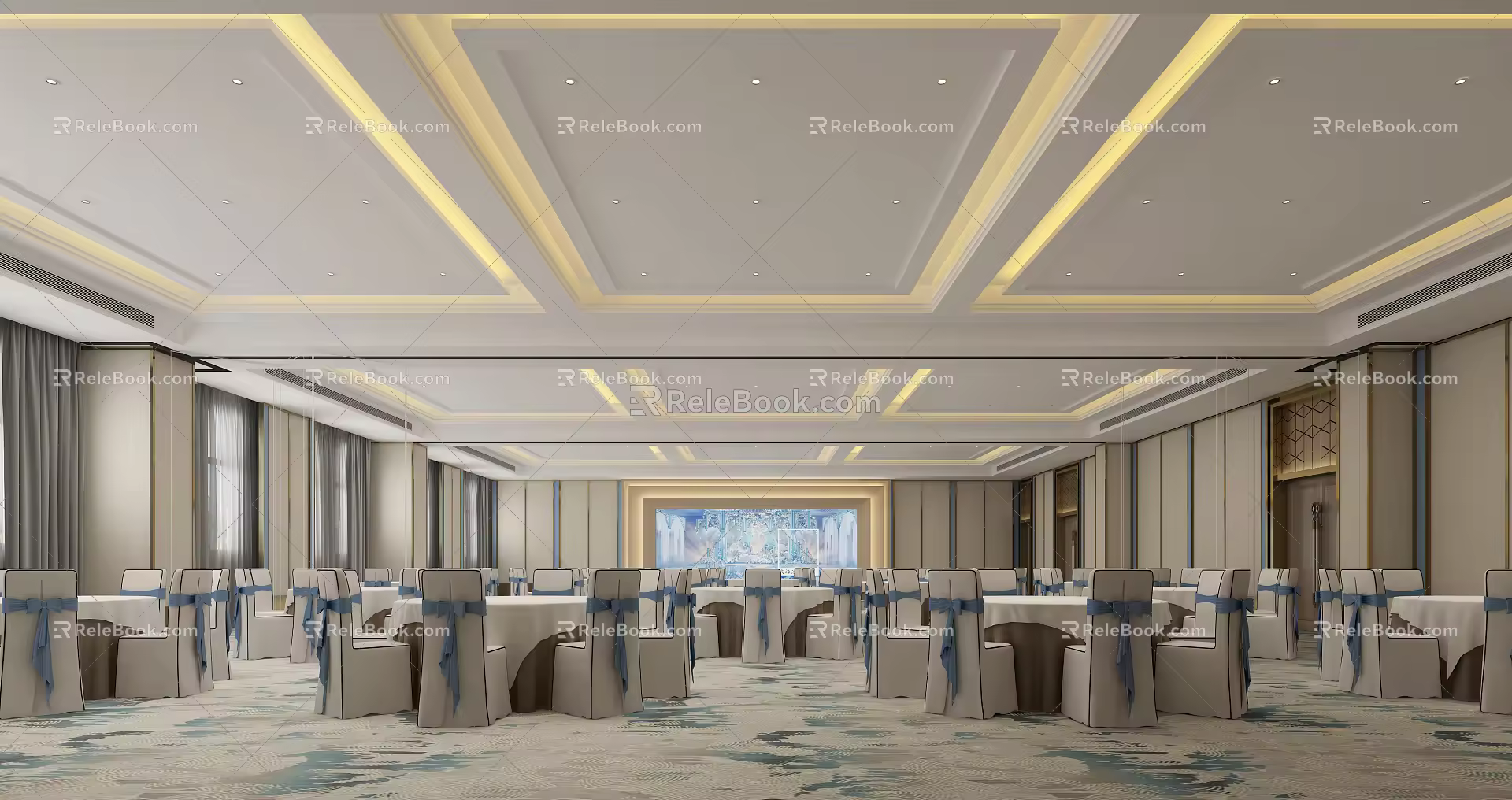 Modern banquet hall multi-function hall 3d model